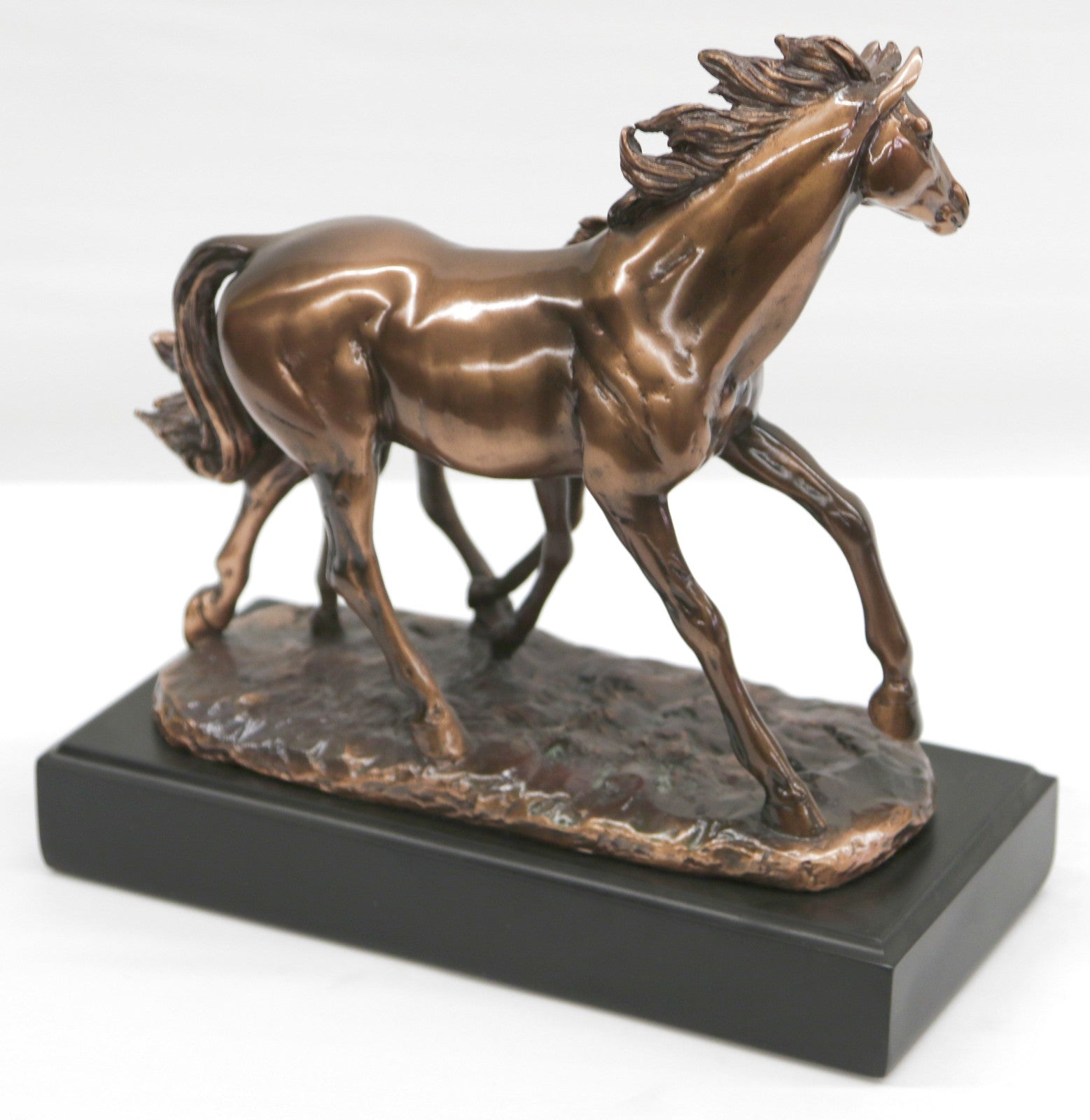 Vintage Wild Mare and Colt Playful Horses Design Bronzed Sculpture Statue