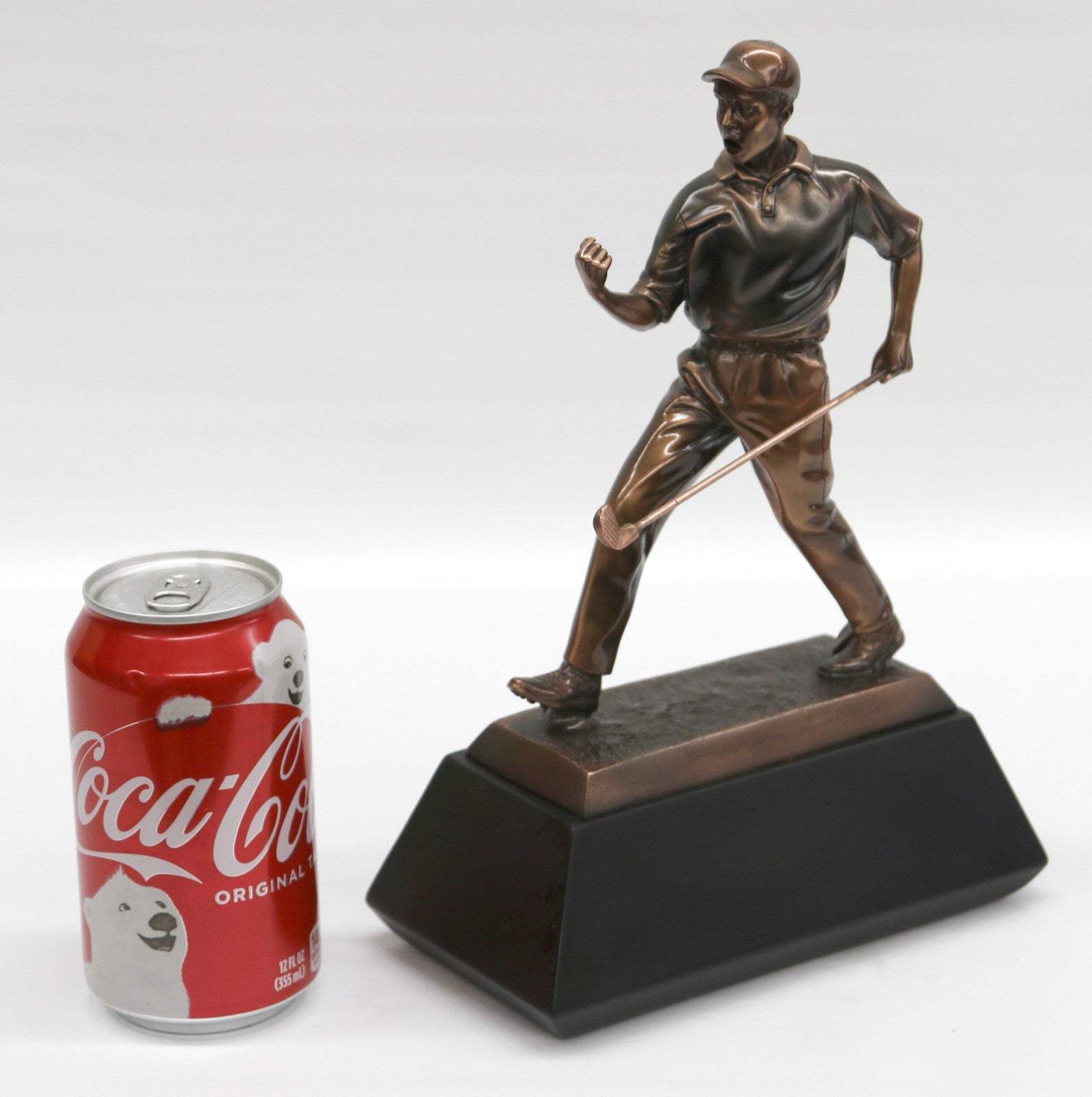 Original Miguel Lopez Artwork Male Golfer with Hat Bronzed Sculpture Decor Figurine