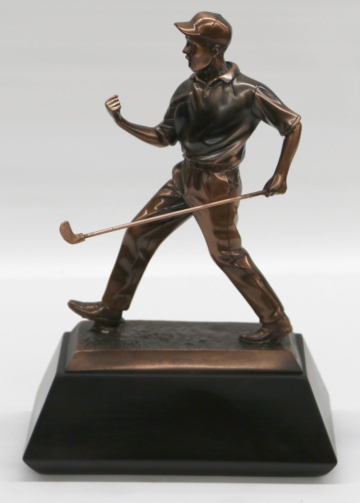 Original Miguel Lopez Artwork Male Golfer with Hat Bronzed Sculpture Decor Figurine