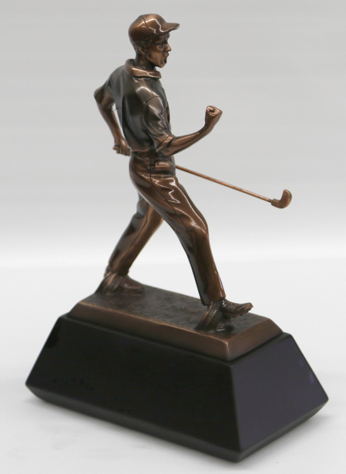 Original Miguel Lopez Artwork Male Golfer with Hat Bronzed Sculpture Decor Figurine
