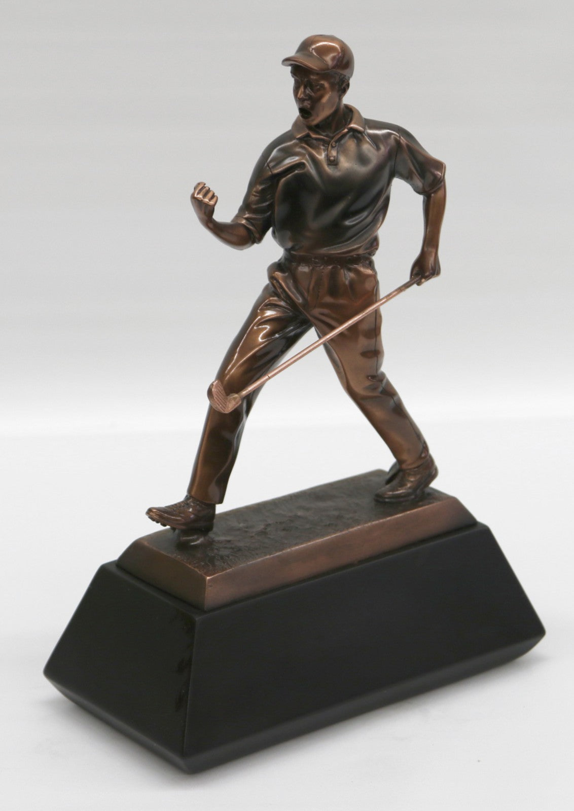 Original Miguel Lopez Artwork Male Golfer with Hat Bronzed Sculpture Decor Figurine