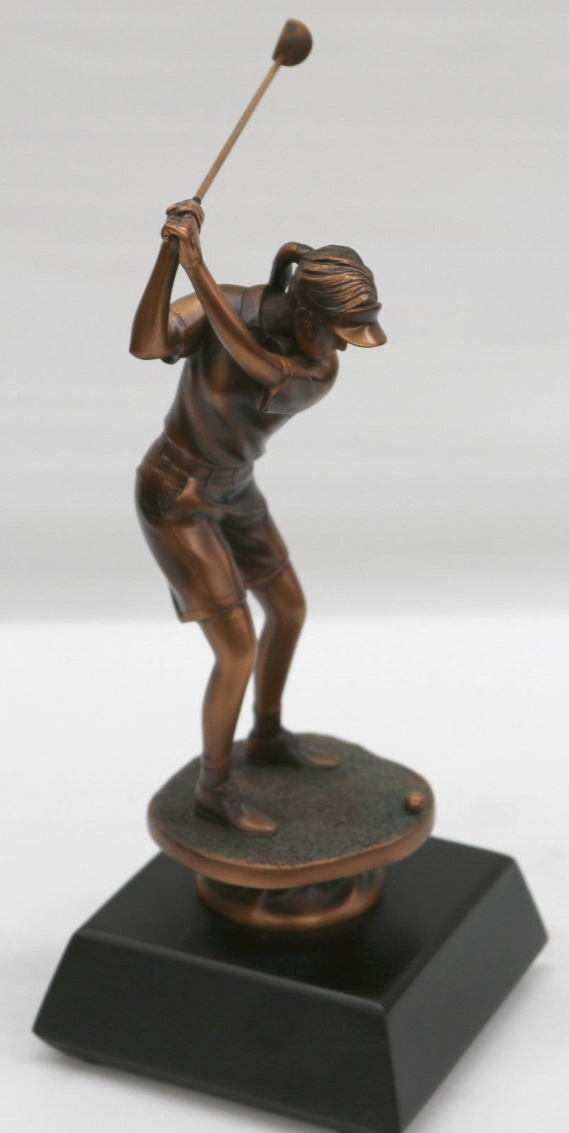 Golfer Bronze Plated Golf Statue Sculpture Figure With Large Base Figurine