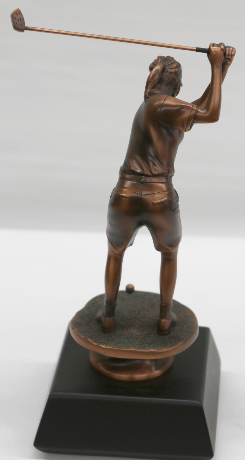 Golfer Bronze Plated Golf Statue Sculpture Figure With Large Base Figurine