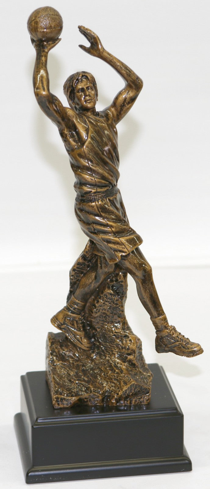 Basketball Jumpshot Sport Trophy Faux Bronze Sculpture Home Office Decoration