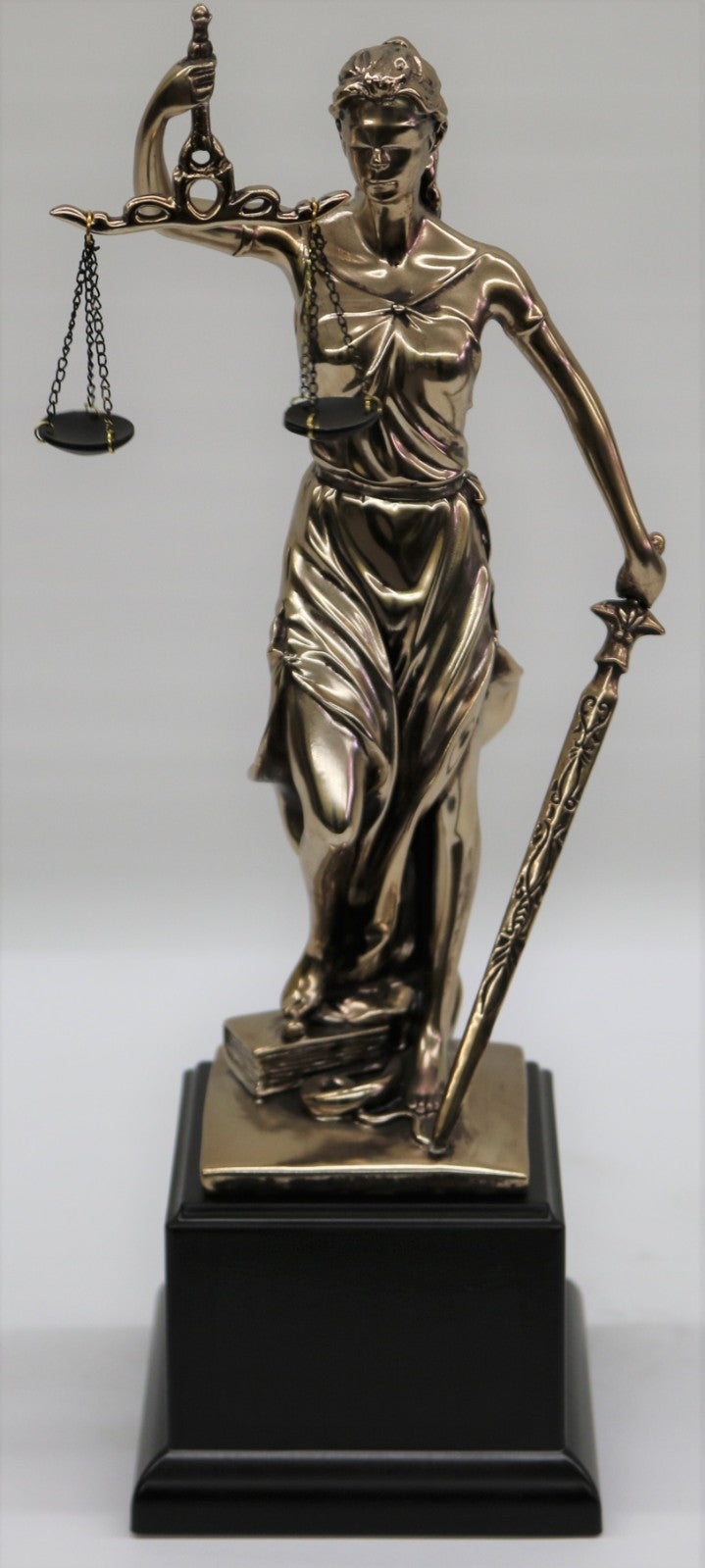 Themis Blind Lady Justice Goddess Statue in Greek Ancient Mythology Bronzed Art