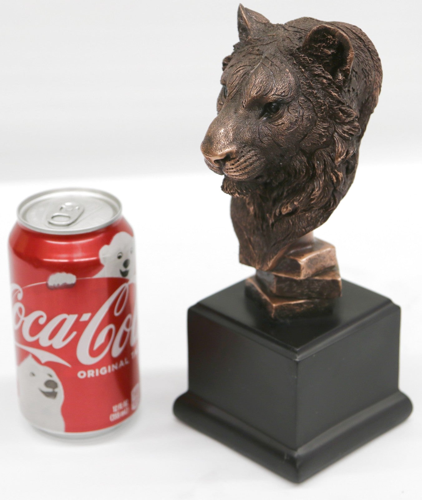 Abstract Mid Century Lion Head Bust Bronze Sculpture Black Base Figurine Sale