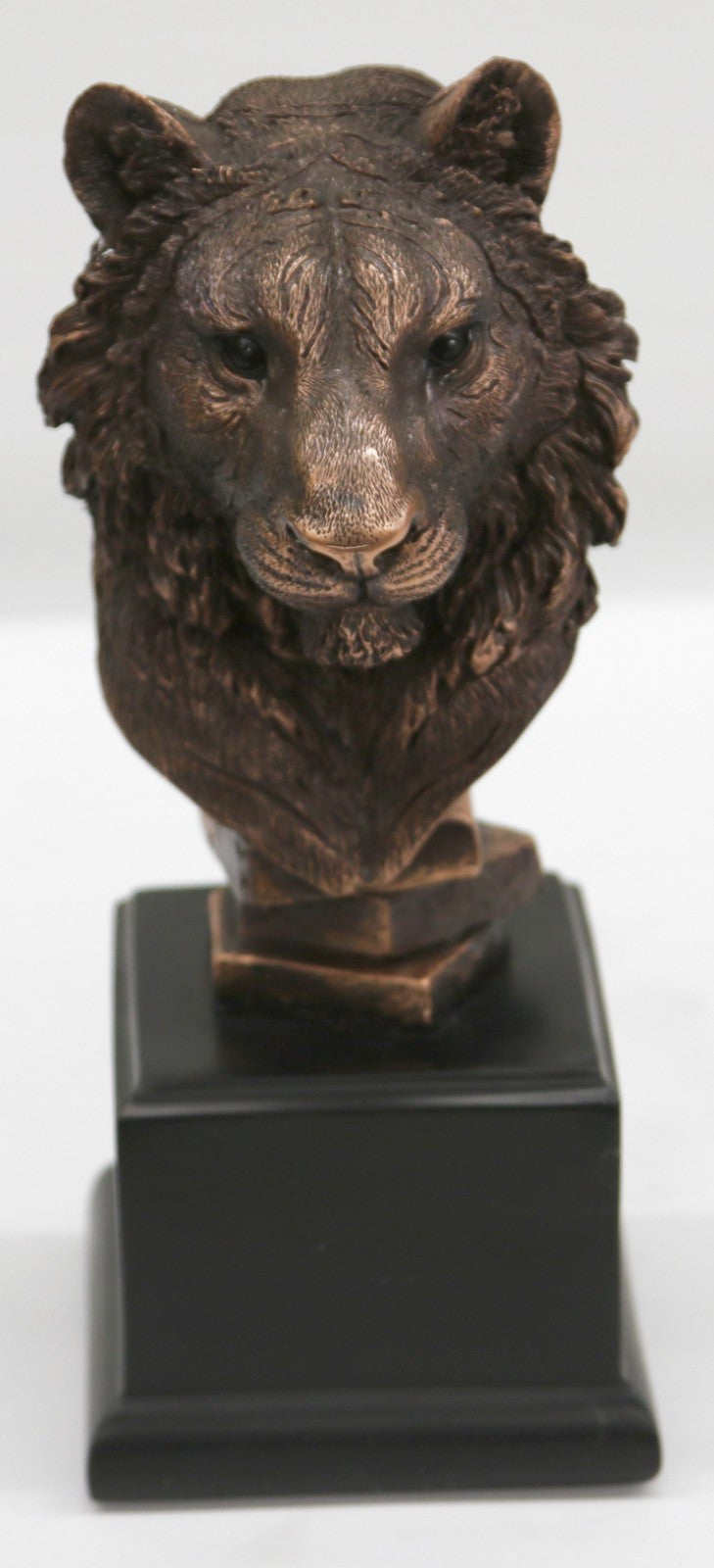 Abstract Mid Century Lion Head Bust Bronze Sculpture Black Base Figurine Sale