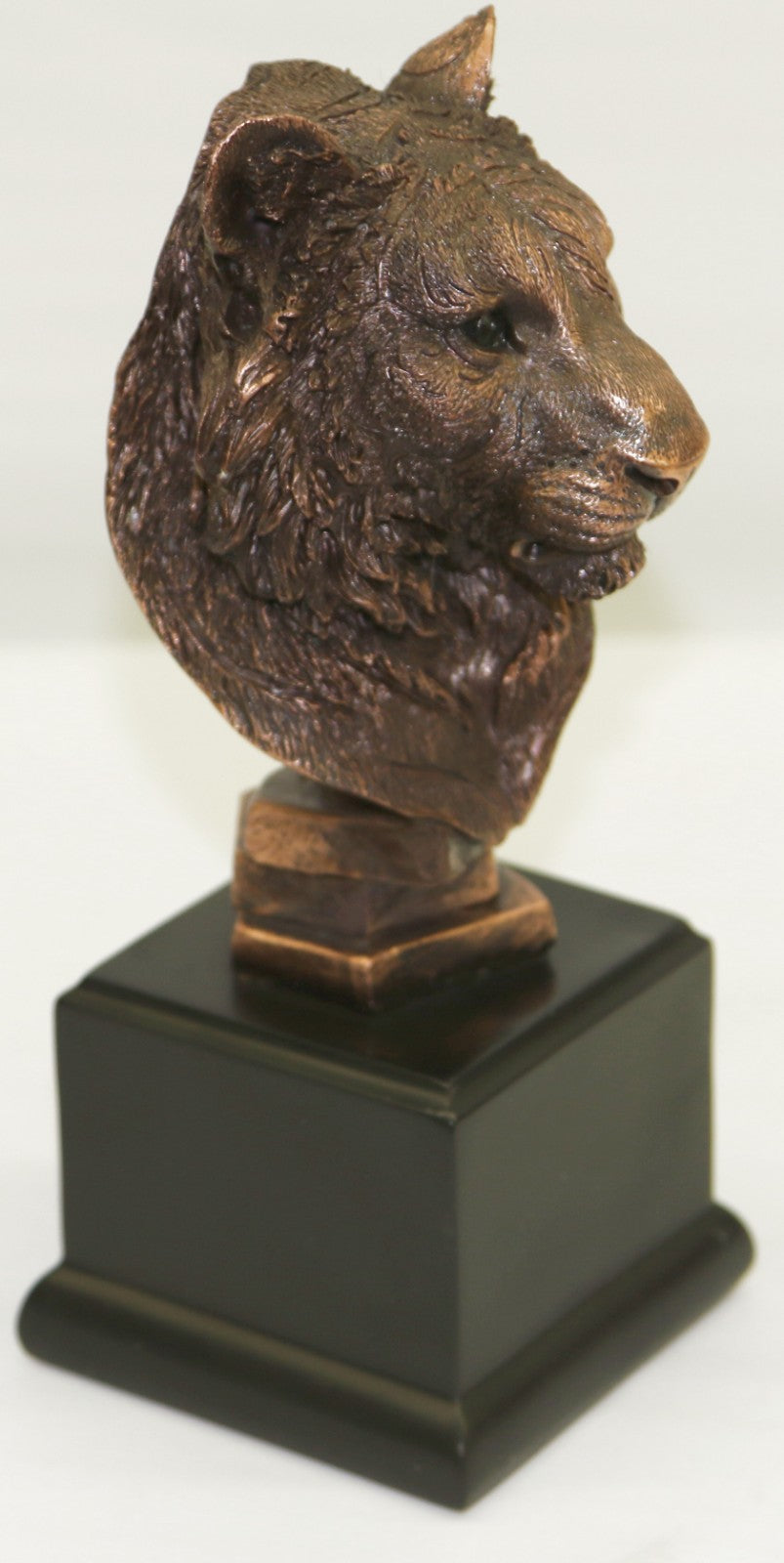 Abstract Mid Century Lion Head Bust Bronze Sculpture Black Base Figurine Sale
