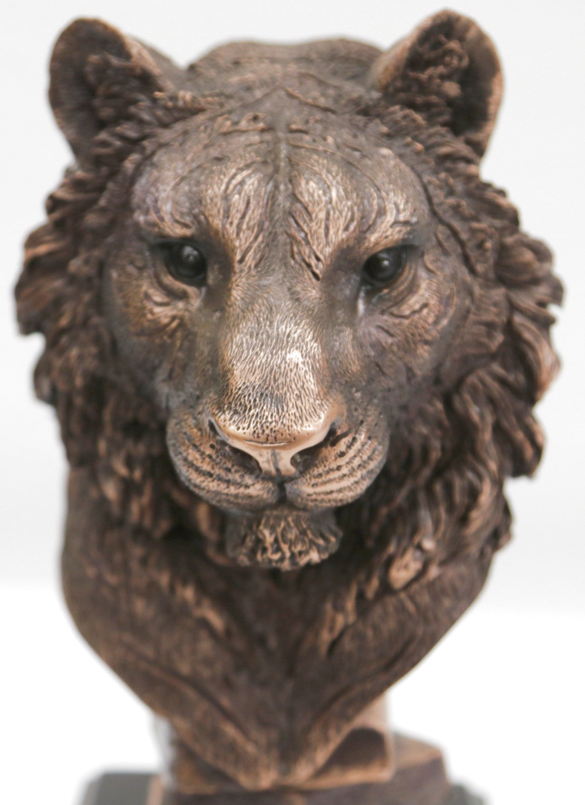 Abstract Mid Century Lion Head Bust Bronze Sculpture Black Base Figurine Sale