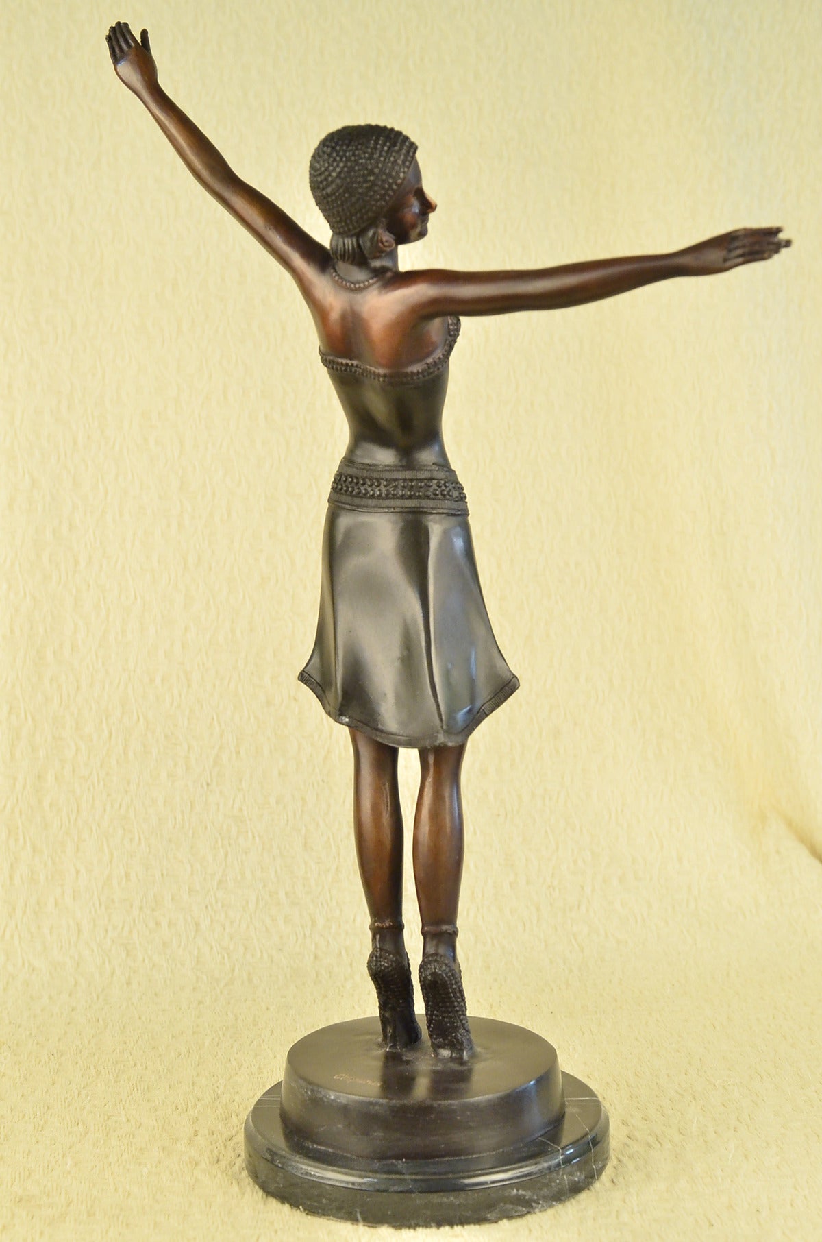 Signed D.H.Chiparus, Bronze Statue Decor Long Skirt Girl Bronze Sculpture Gift