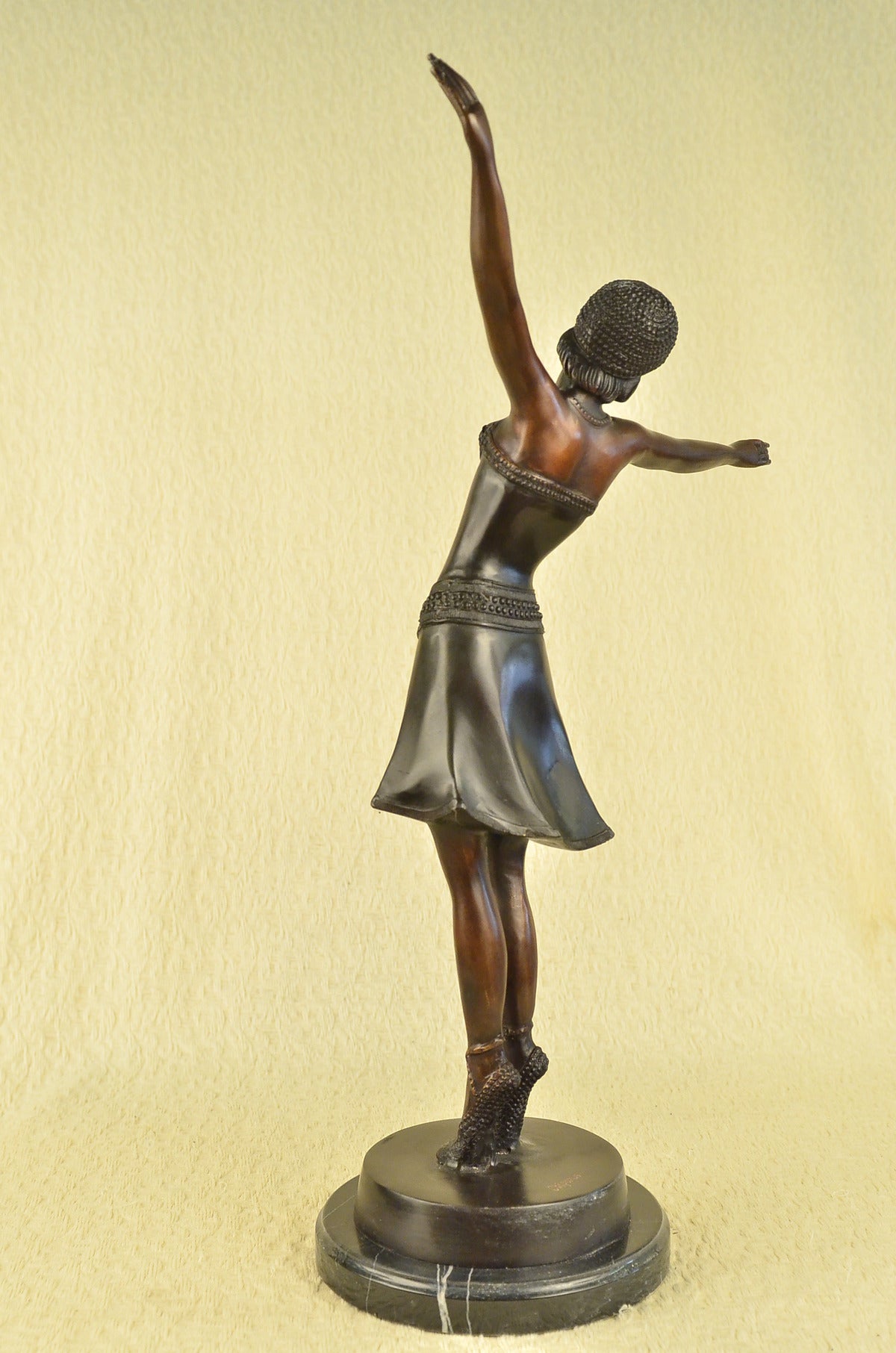 Signed D.H.Chiparus, Bronze Statue Decor Long Skirt Girl Bronze Sculpture Gift