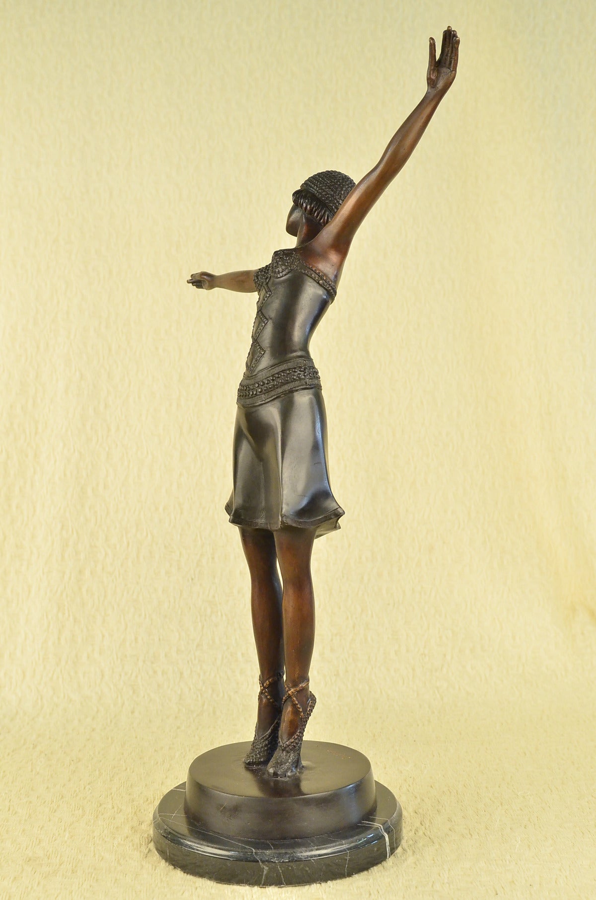Signed D.H.Chiparus, Bronze Statue Decor Long Skirt Girl Bronze Sculpture Gift
