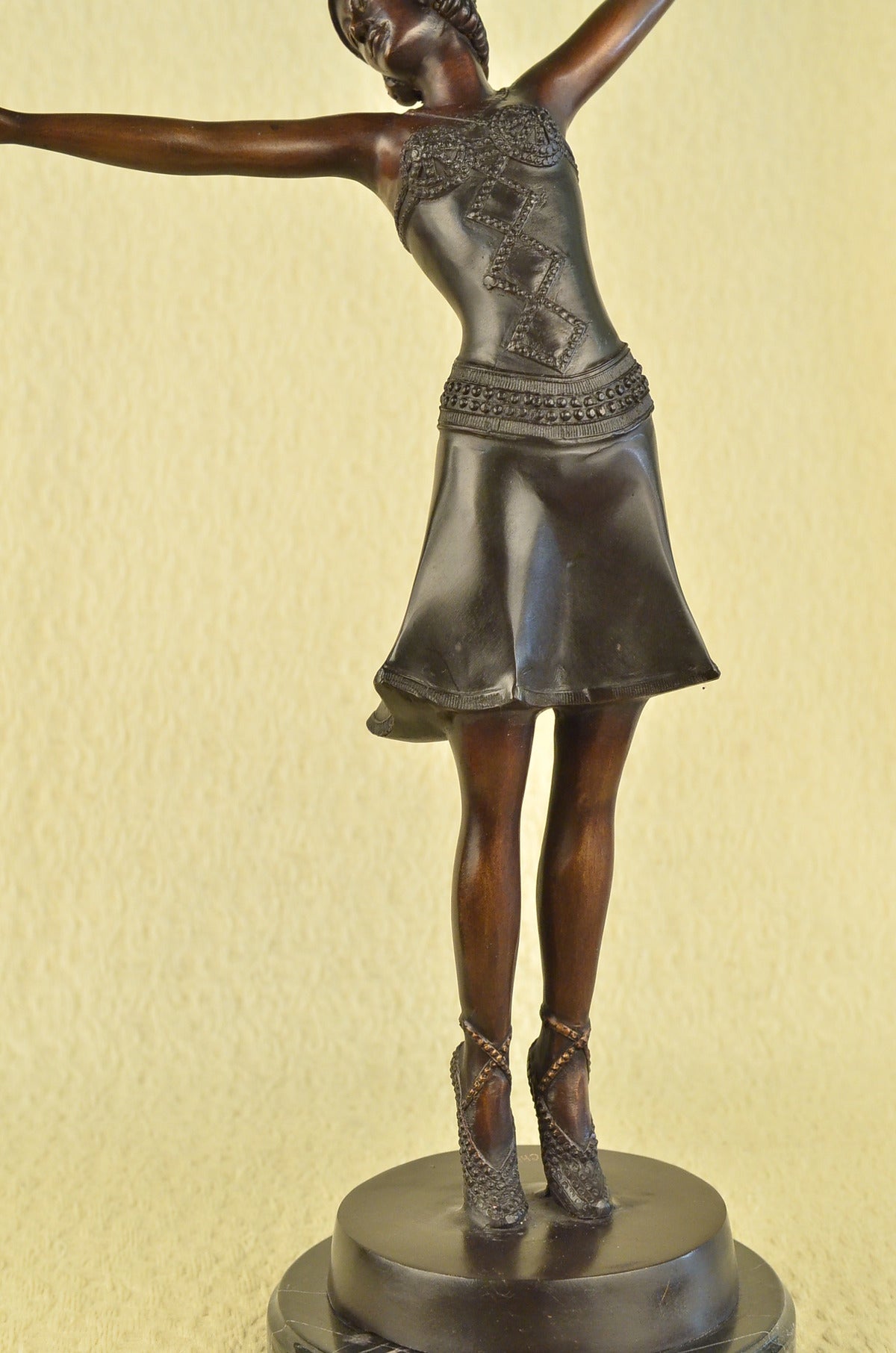 Signed D.H.Chiparus, Bronze Statue Decor Long Skirt Girl Bronze Sculpture Gift