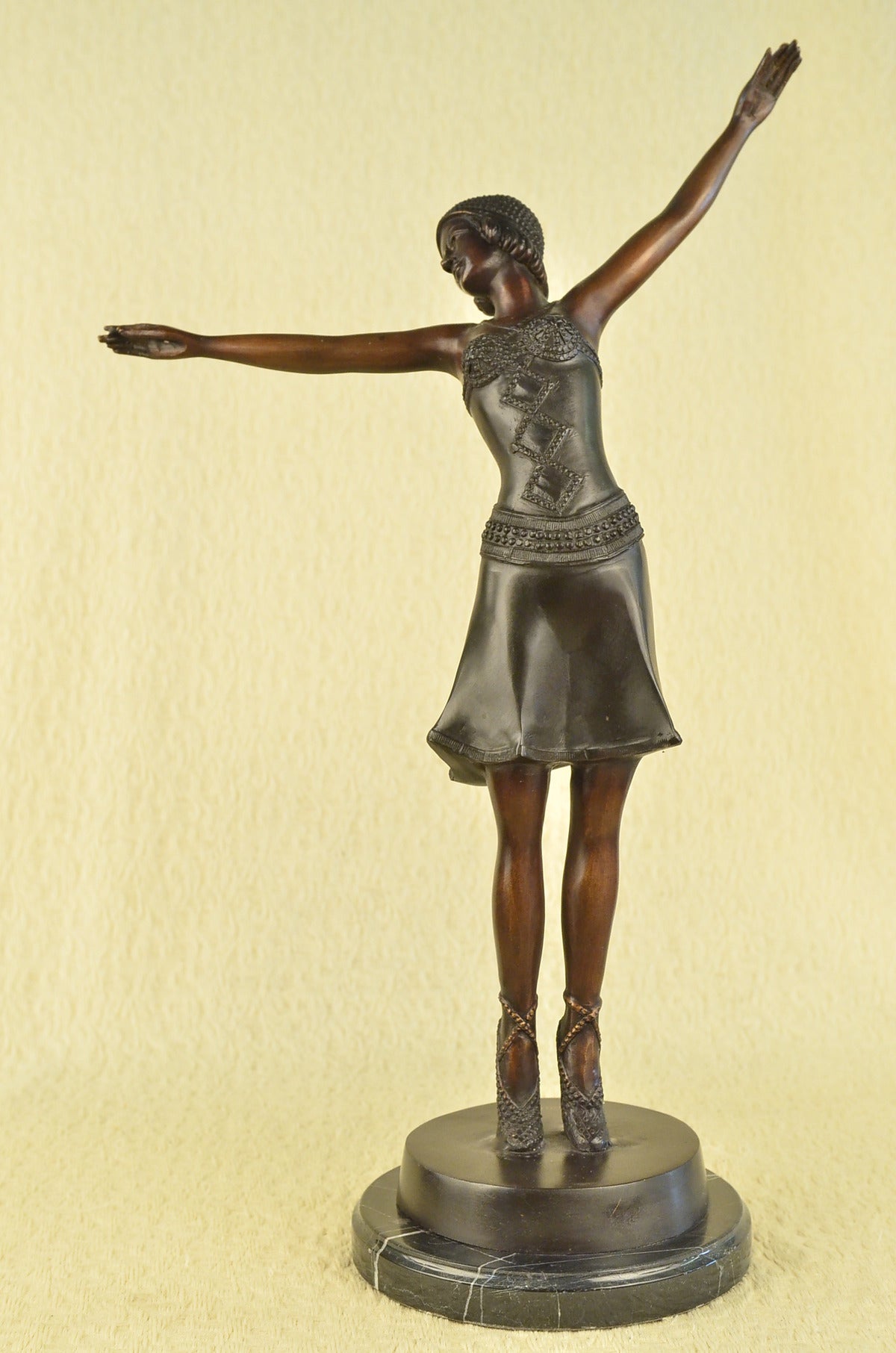 Signed D.H.Chiparus, Bronze Statue Decor Long Skirt Girl Bronze Sculpture Gift