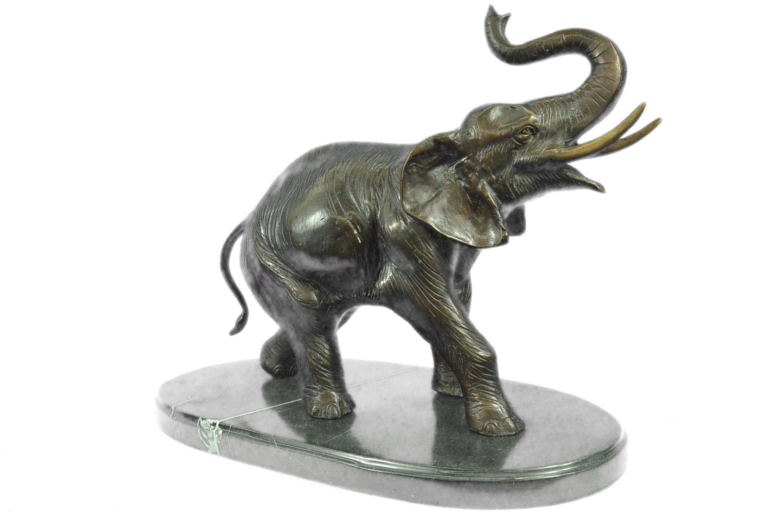 Art Deco Handcrafted Collectible Massive Elephant Bronze Sculpture Marble Statue