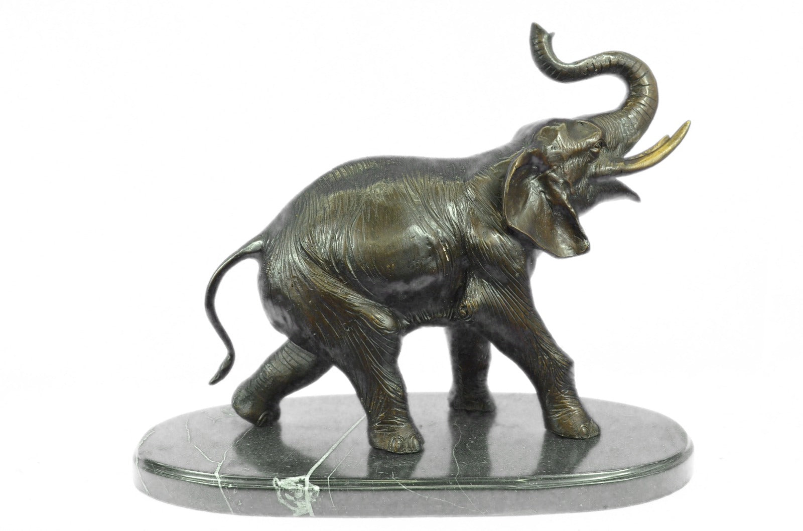 Art Deco Handcrafted Collectible Massive Elephant Bronze Sculpture Marble Statue