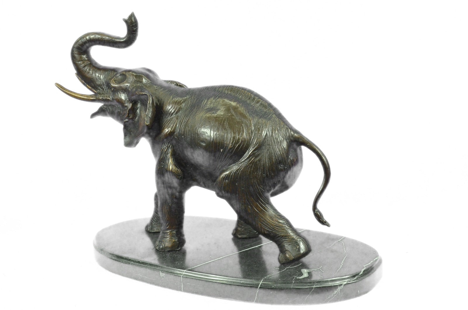 Art Deco Handcrafted Collectible Massive Elephant Bronze Sculpture Marble Statue