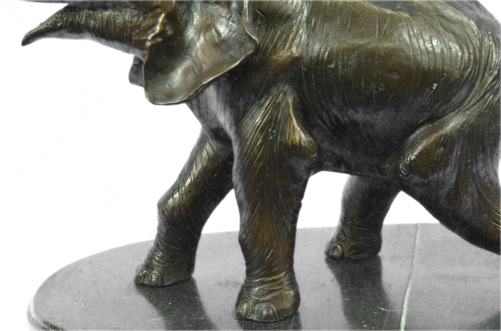 Art Deco Handcrafted Collectible Massive Elephant Bronze Sculpture Marble Statue