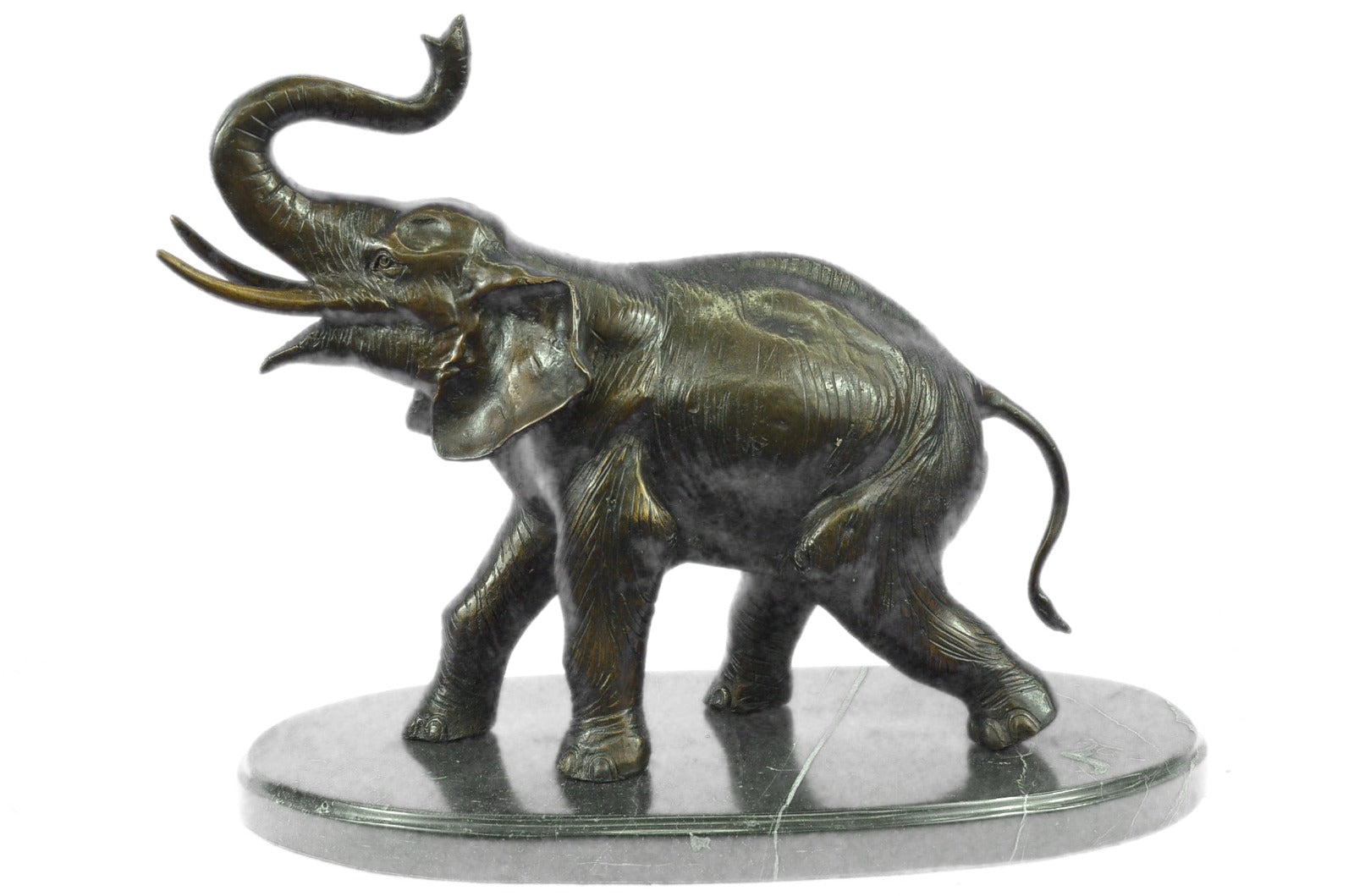 Art Deco Handcrafted Collectible Massive Elephant Bronze Sculpture Marble Statue