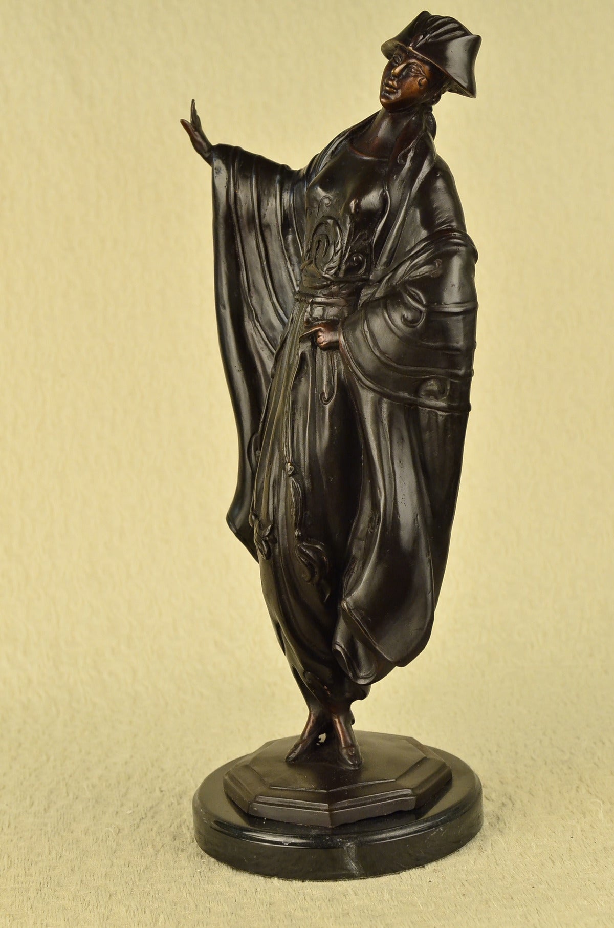 Lady Girl Figurine Art Décor Japanese Bronze Marble Base Statue Hot Cast 19" T