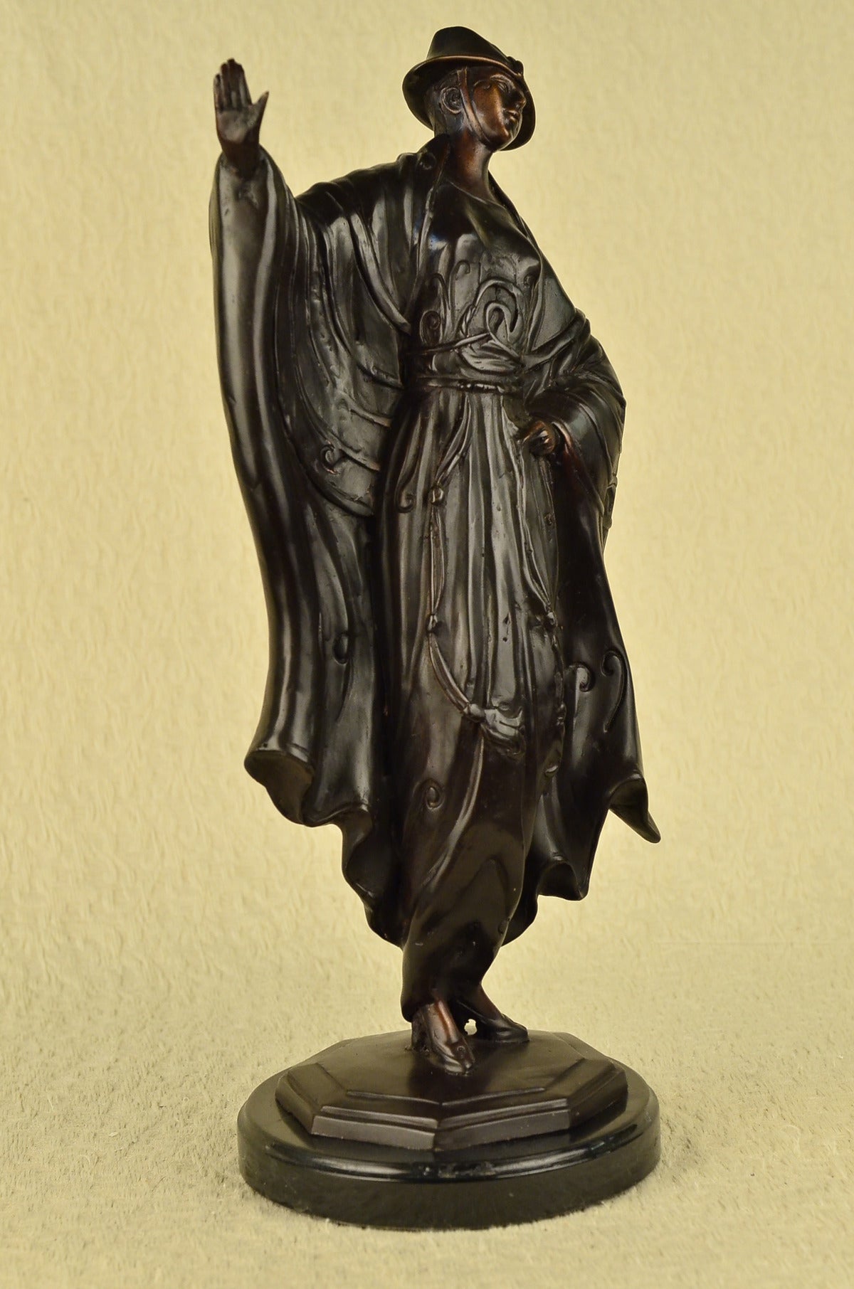 Lady Girl Figurine Art Décor Japanese Bronze Marble Base Statue Hot Cast 19" T
