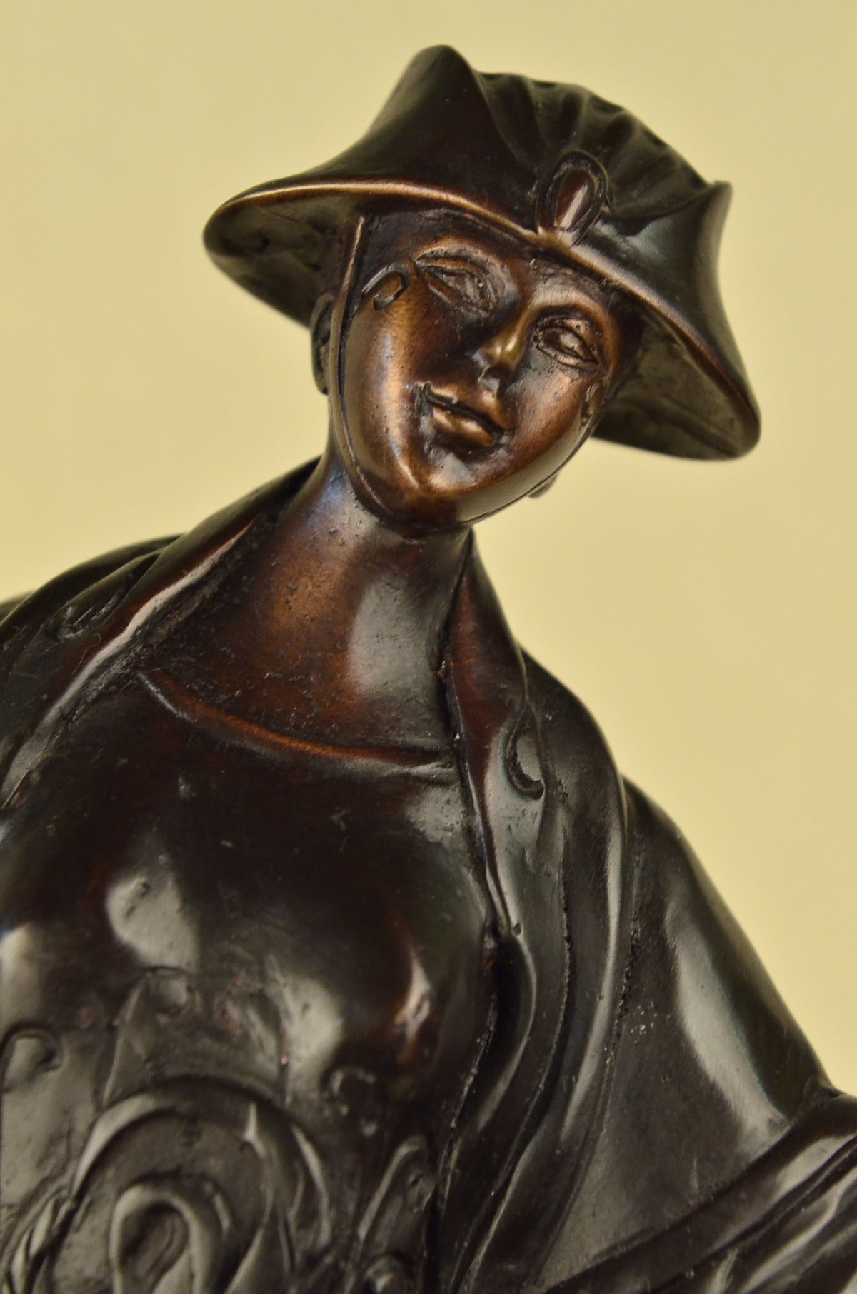 Lady Girl Figurine Art Décor Japanese Bronze Marble Base Statue Hot Cast 19" T