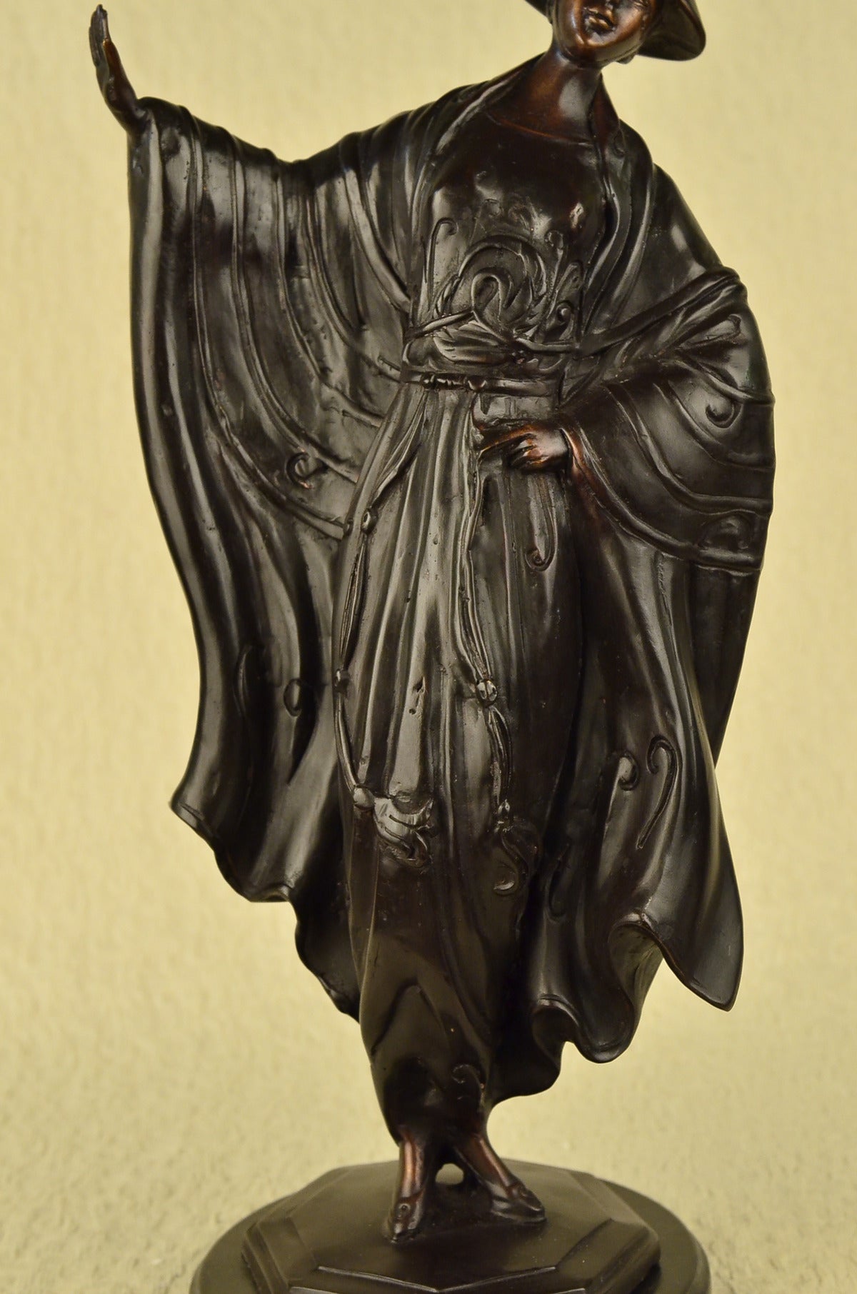 Lady Girl Figurine Art Décor Japanese Bronze Marble Base Statue Hot Cast 19" T