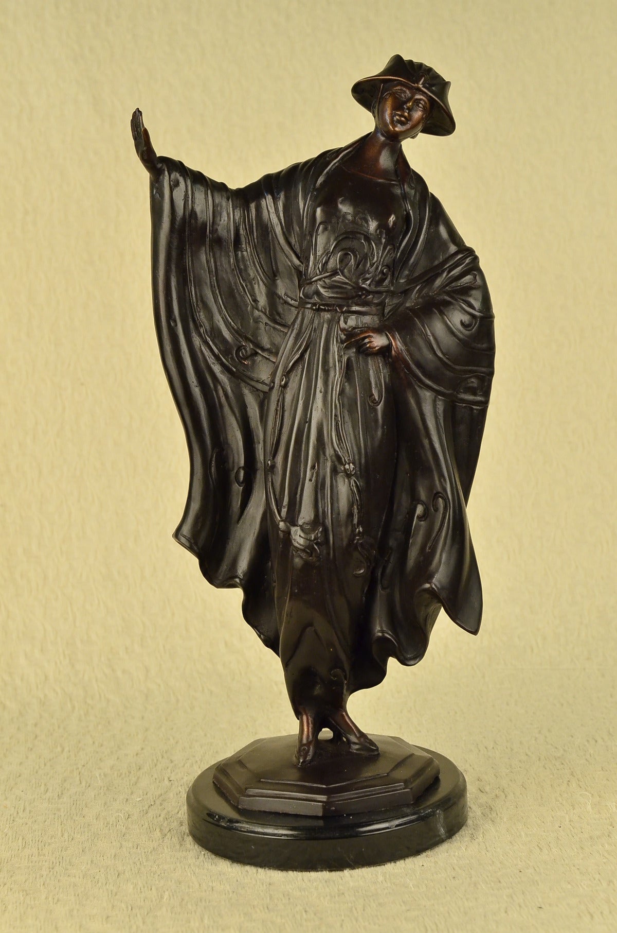 Lady Girl Figurine Art Décor Japanese Bronze Marble Base Statue Hot Cast 19" T
