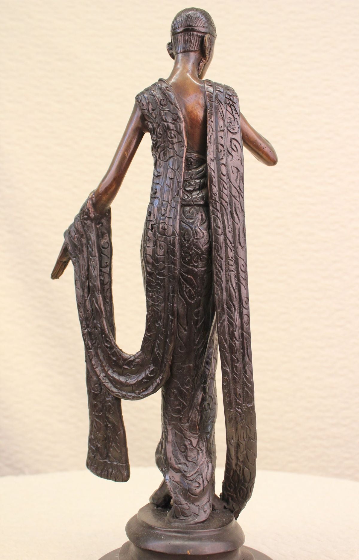 Handcrafted bronze sculpture SALE Cast Hot Base Marble Dancer Ribbon Deco Art *