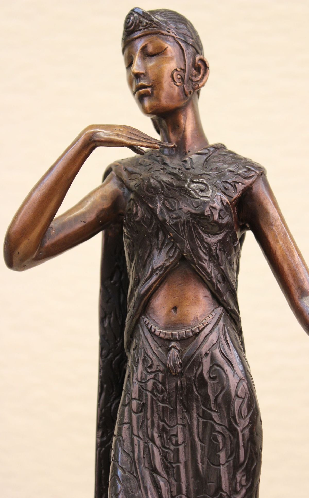 Handcrafted bronze sculpture SALE Cast Hot Base Marble Dancer Ribbon Deco Art *