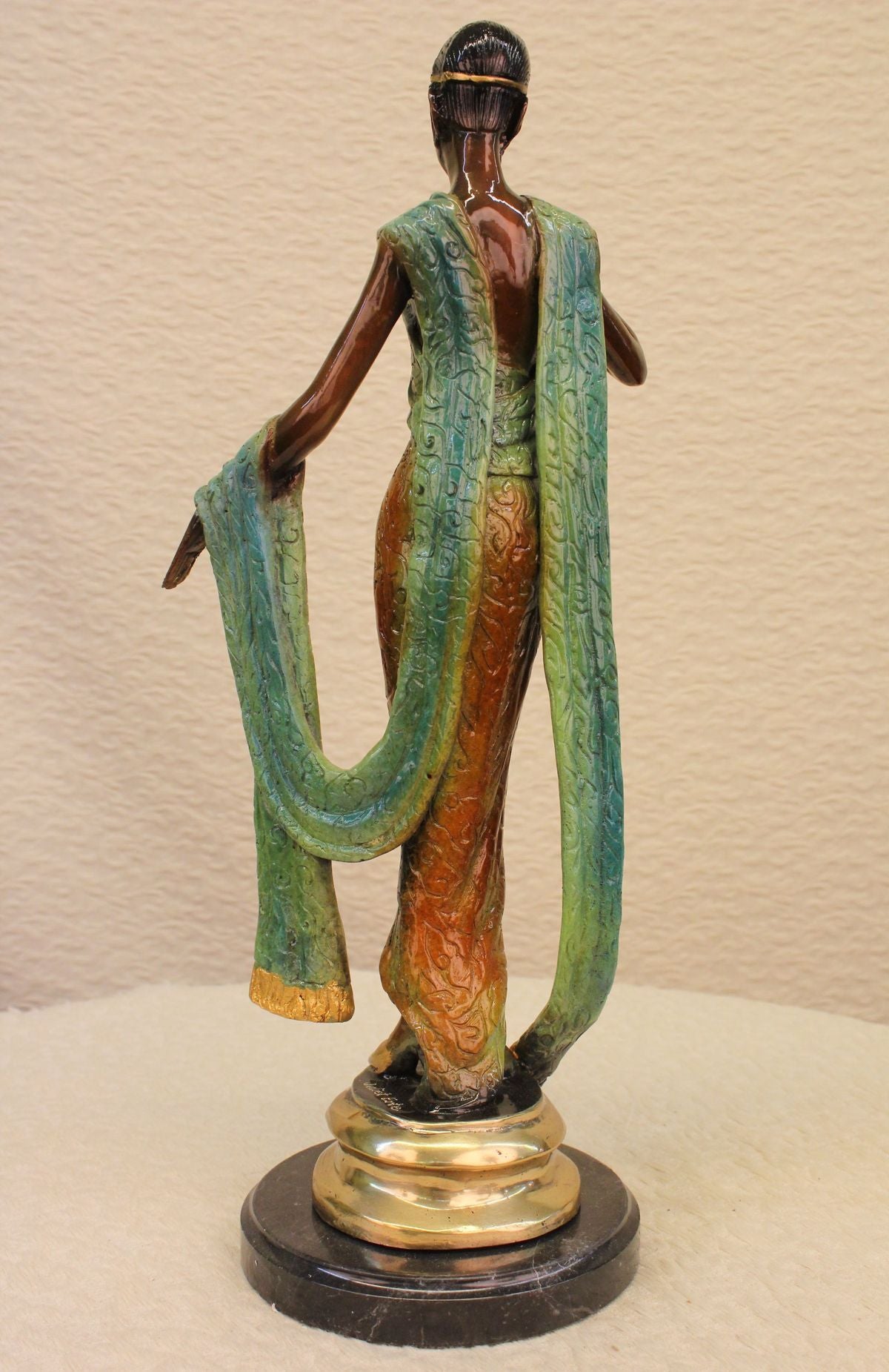 Handcrafted bronze sculpture SALE Princ Egyptian Patina Gold And Green Deco Art