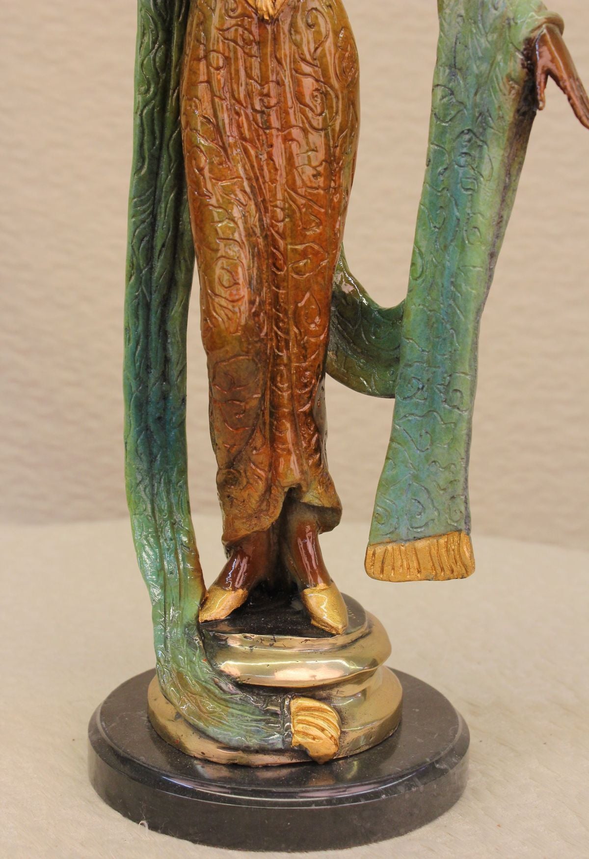 Handcrafted bronze sculpture SALE Princ Egyptian Patina Gold And Green Deco Art