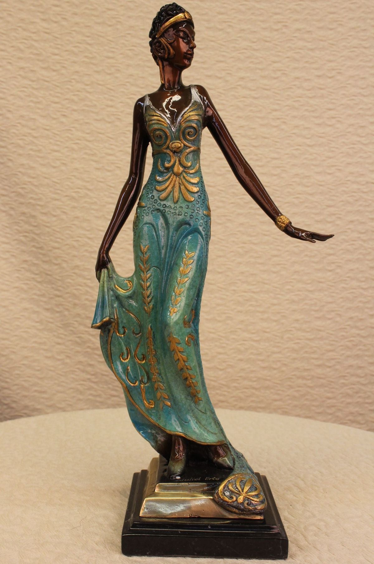 Close Out Bronze Marble Base Portrait Bust Woman Girl Art Nouveau Figurine