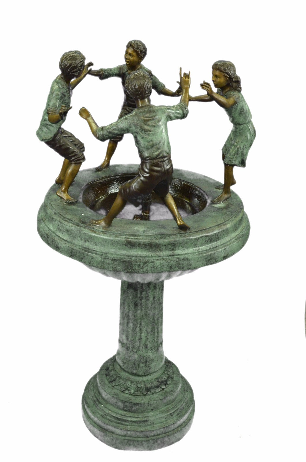 Art Deco Hot Cast 4 Kid playing Bronze Fountain Museum Quality Artwork