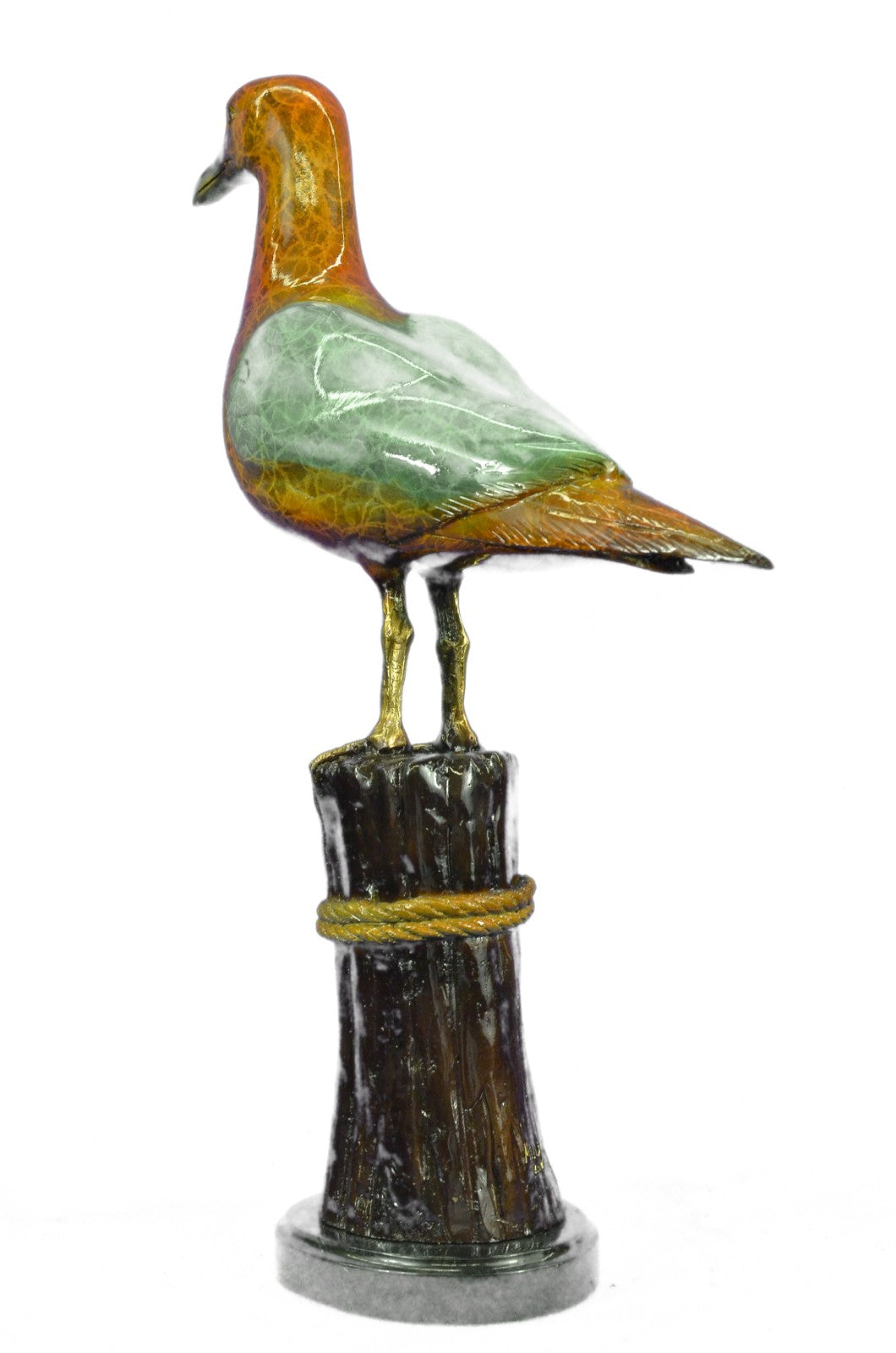 LIMITED EDITION GORGEOUS SEAGULL BRONZE SCULPTURE ON MARBLE BASE FIGURE HANDMADE