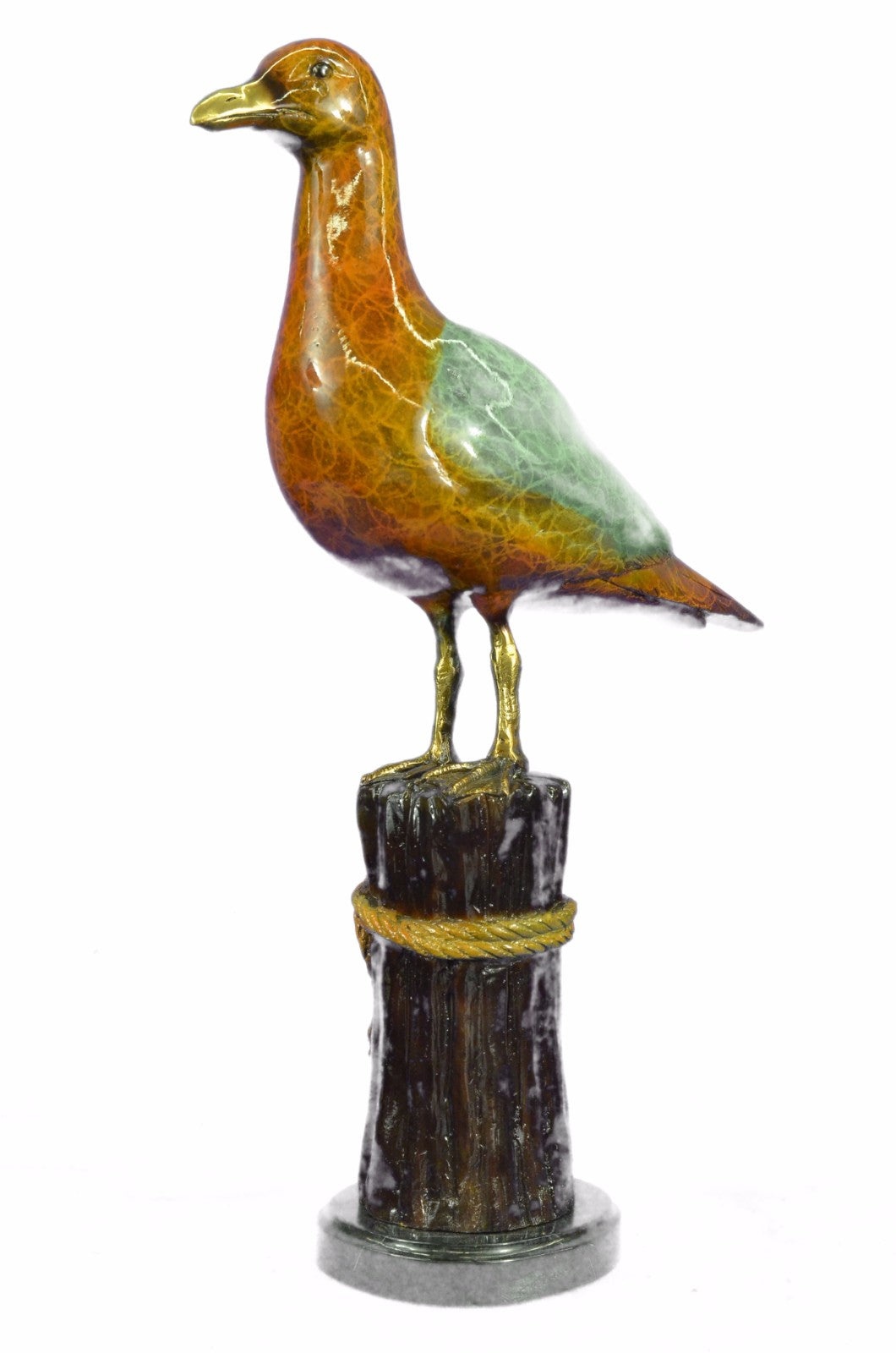 LIMITED EDITION GORGEOUS SEAGULL BRONZE SCULPTURE ON MARBLE BASE FIGURE HANDMADE