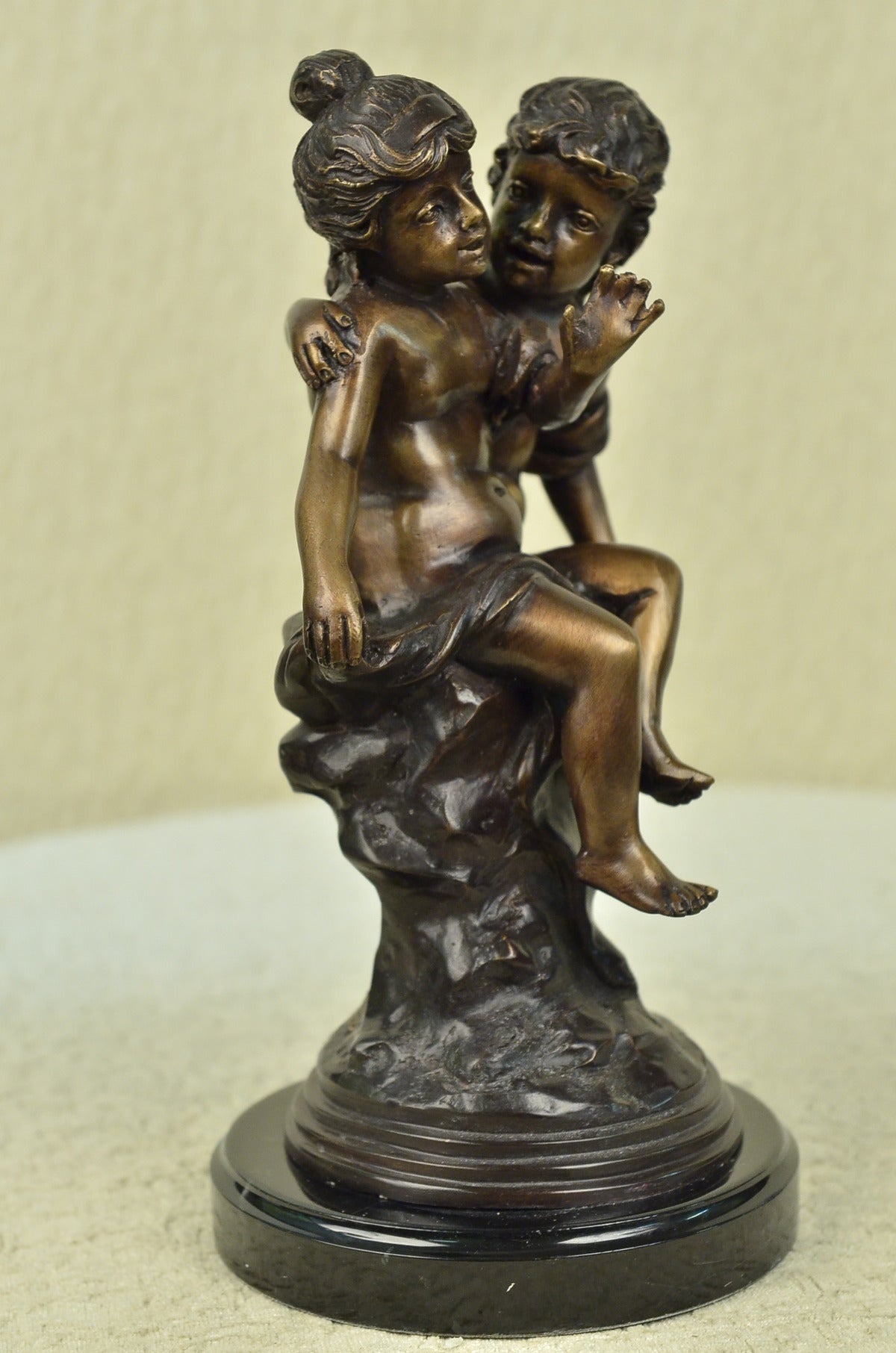 Handcrafted bronze sculpture SALE Children Innocent Moreau Auguste Signed *