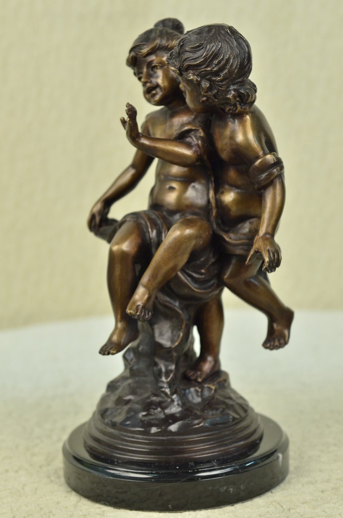 Handcrafted bronze sculpture SALE Children Innocent Moreau Auguste Signed *
