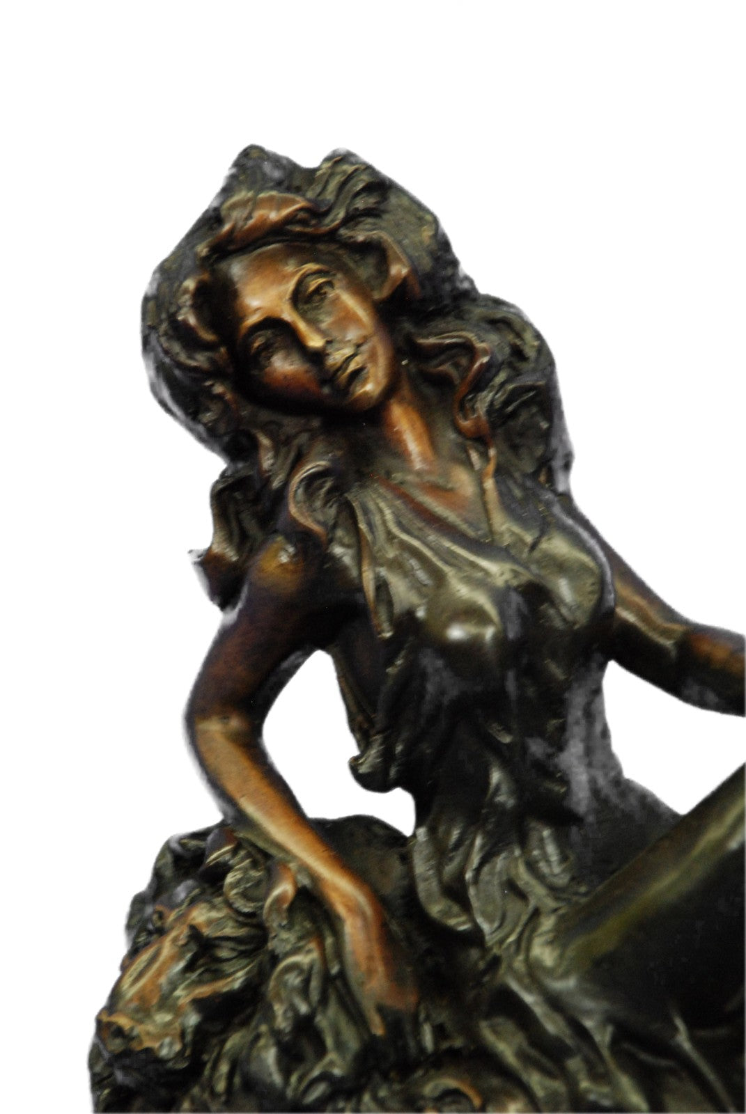 Signed L. Icart Zodiac Leo Lady Bronze Sculpture – Art Nouveau Marble Figurine