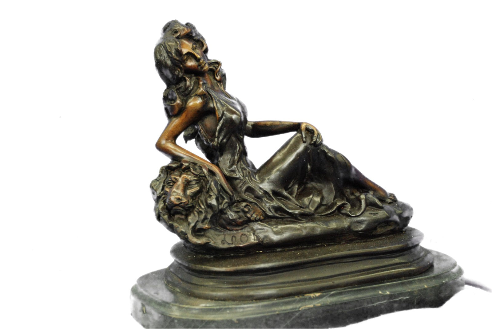 Signed L. Icart Zodiac Leo Lady Bronze Sculpture – Art Nouveau Marble Figurine