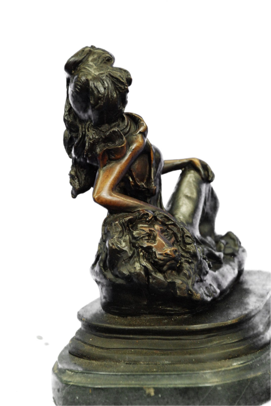 Signed L. Icart Zodiac Leo Lady Bronze Sculpture – Art Nouveau Marble Figurine