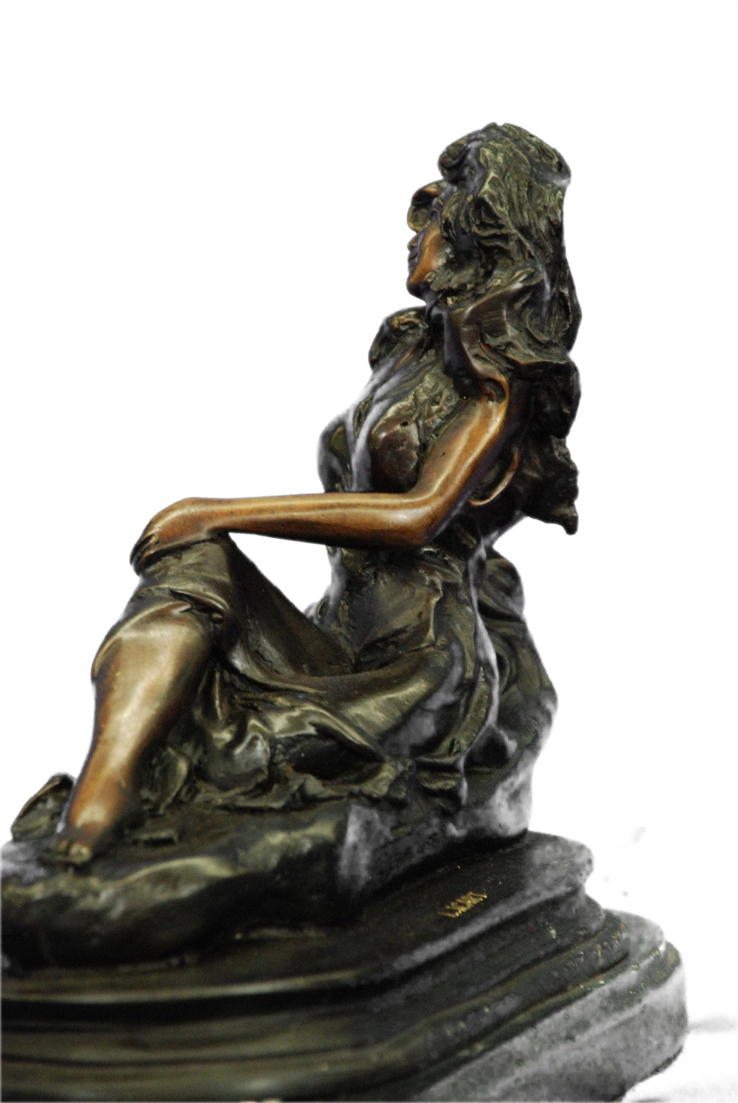 Signed L. Icart Zodiac Leo Lady Bronze Sculpture – Art Nouveau Marble Figurine
