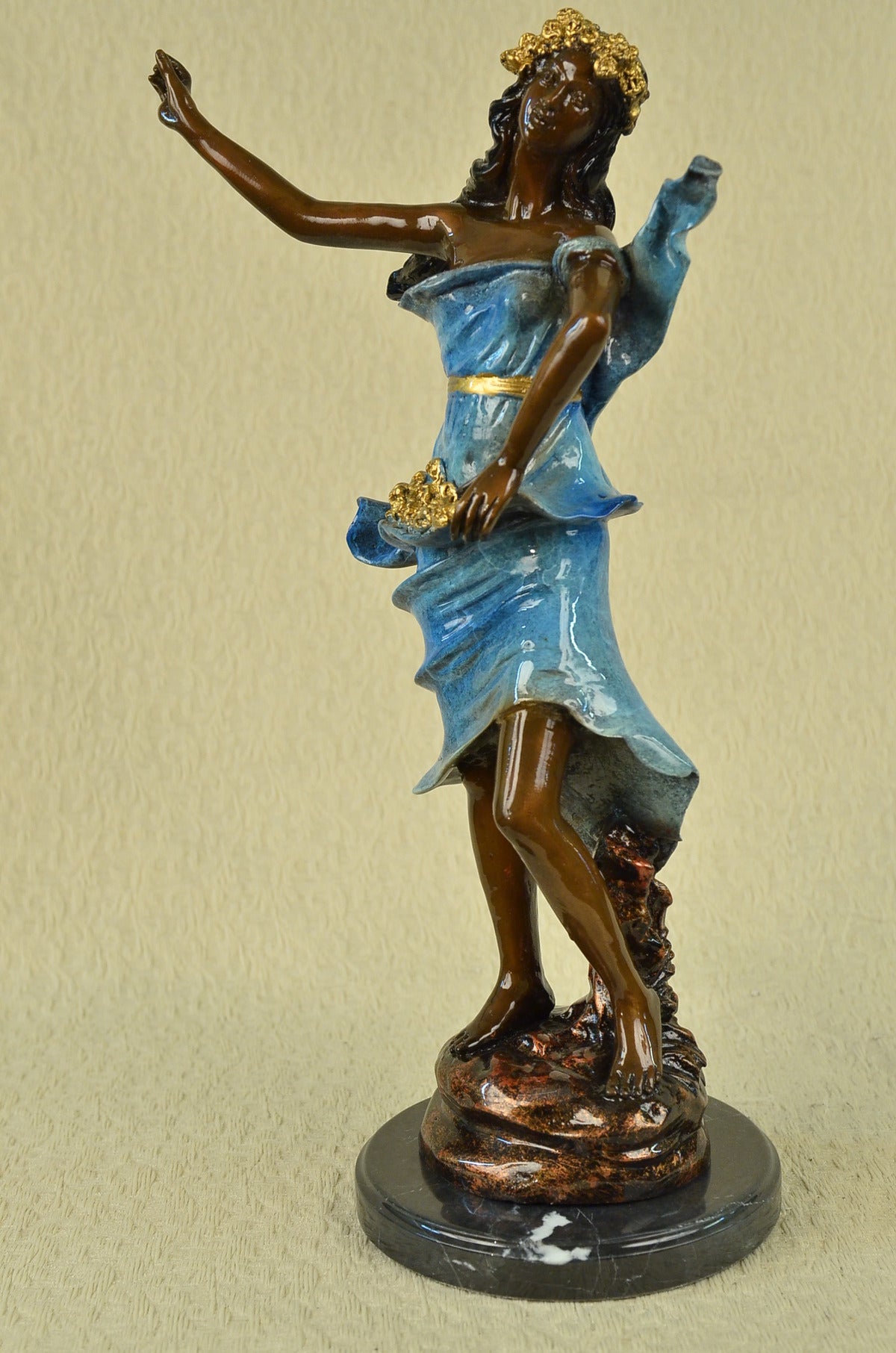 Handcrafted bronze sculpture SALE Hot Deco Art Flower With Girl Island Large