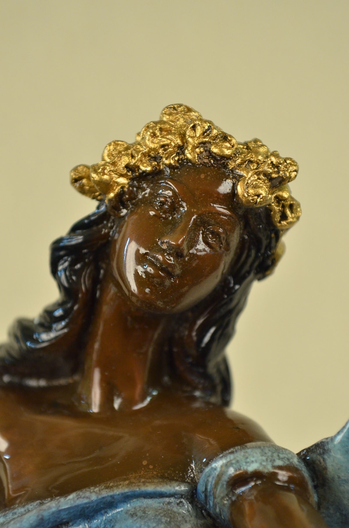 Handcrafted bronze sculpture SALE Hot Deco Art Flower With Girl Island Large