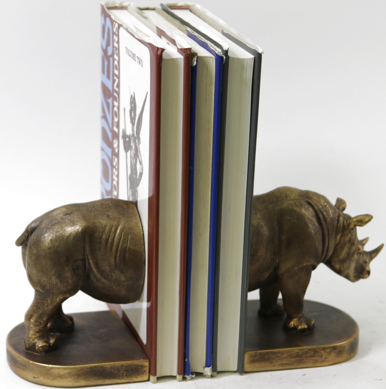 London Ornament Pair Rhino Bookends Animal Statue Polyresin Hand Made Artwork