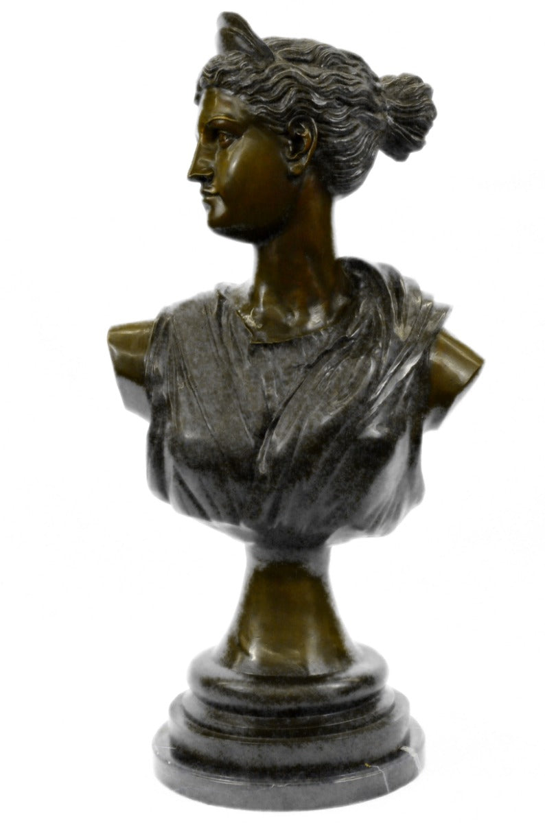 80 Lbs Massive Cleopatra Bronze Sculpture Hot Cast Bust Marble Base Figurine