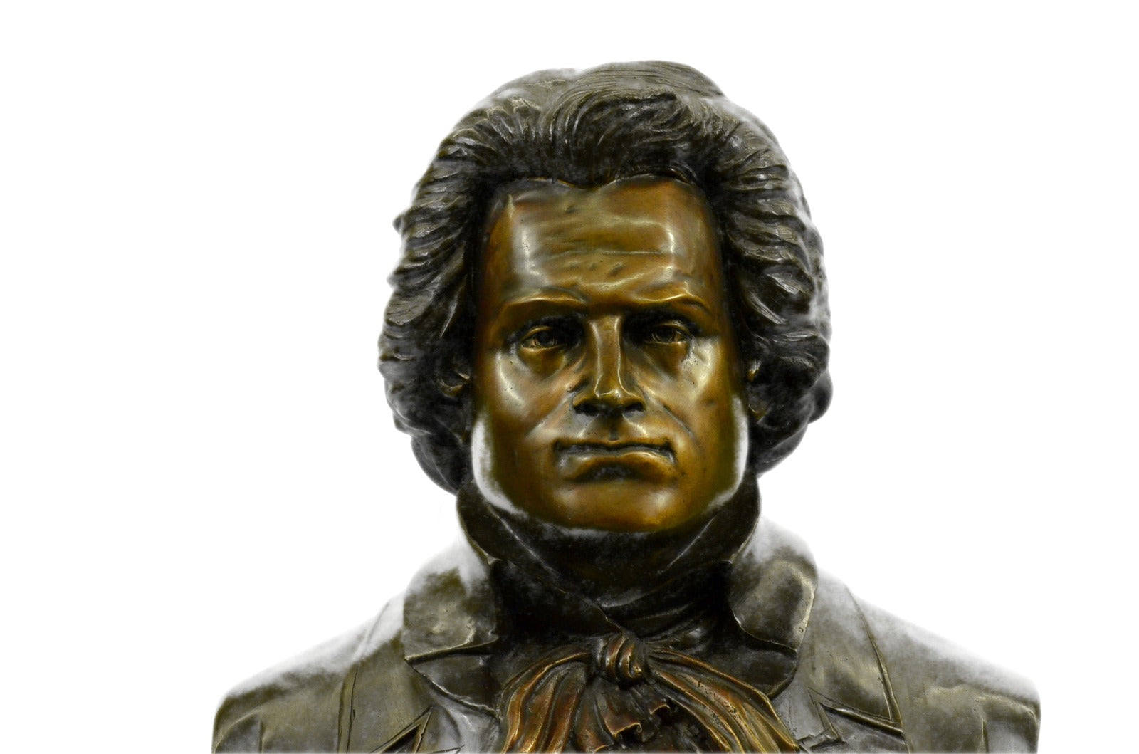Signed Original Famous Composer Beethoven Bronze Sculpture Marble Base Statue NR