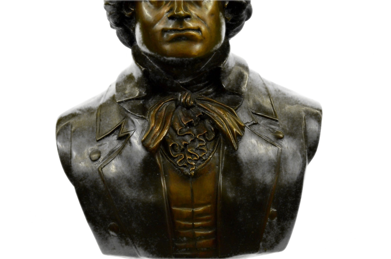 Signed Original Famous Composer Beethoven Bronze Sculpture Marble Base Statue NR