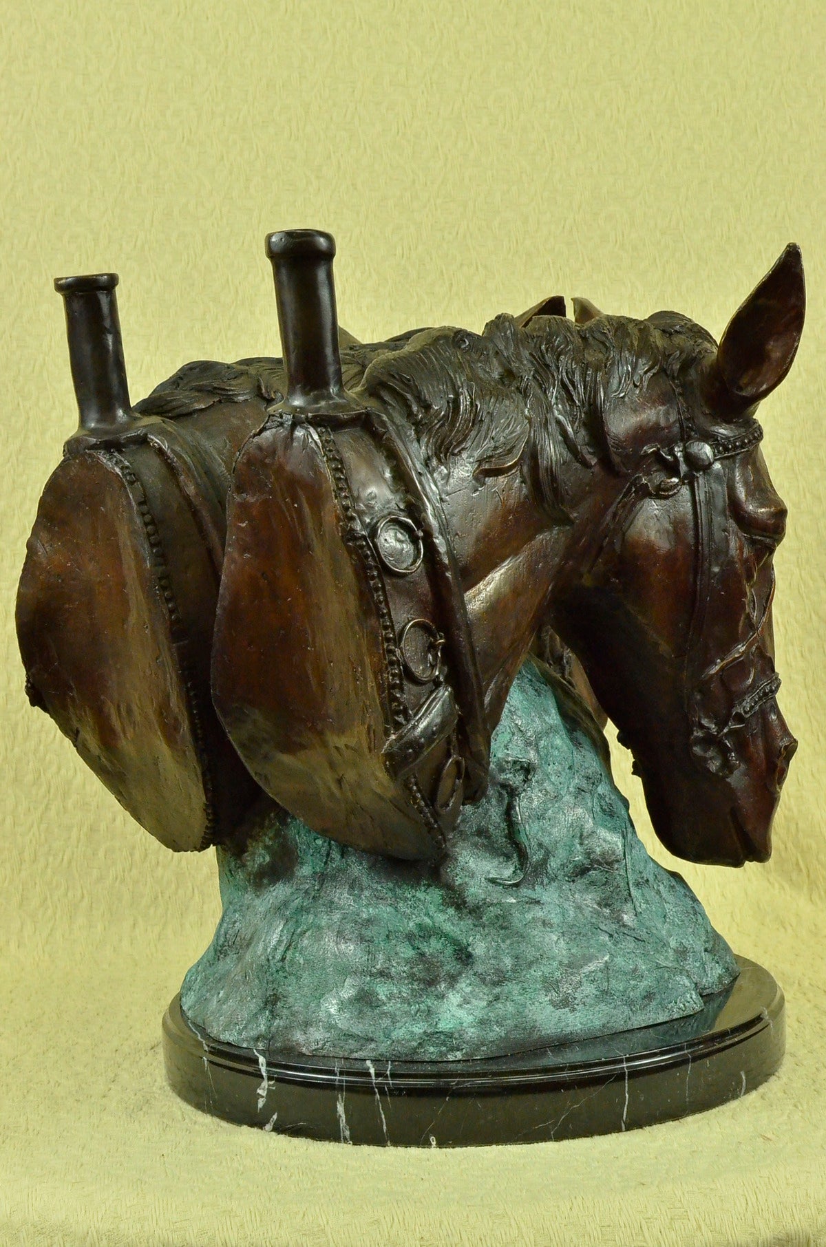 Loving Horses Western Equestrian Farm Ranch Art Bronze Marble Statue Sculpture