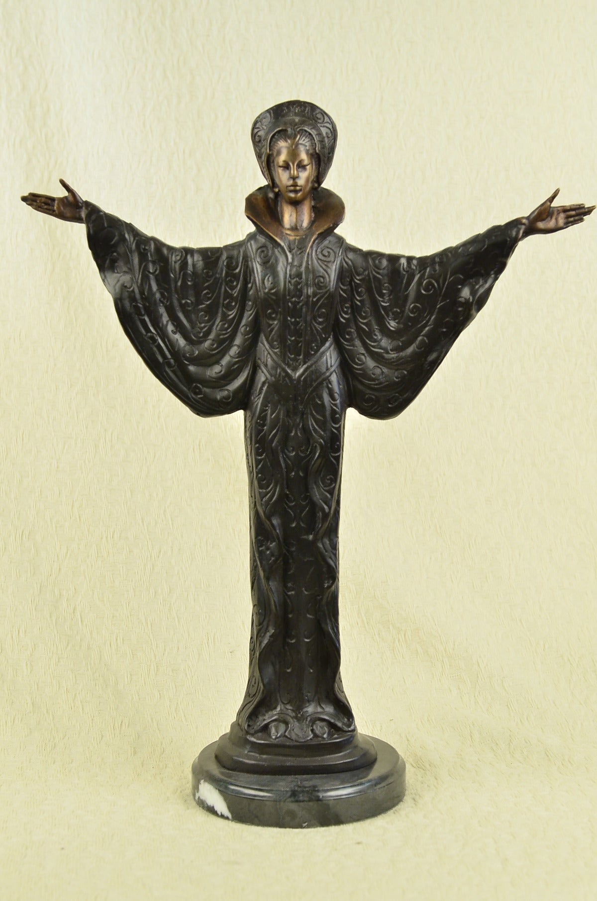 Handcrafted bronze sculpture SALE Base Marble Deco Art In Byzantine Girl Rare